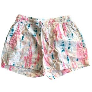 Tie Dye Linen Blend High-waisted Shorts size small